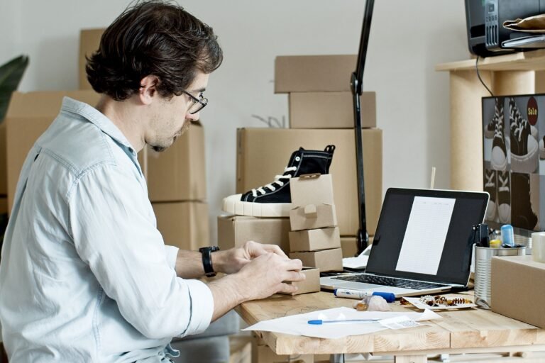 Entrepreneur starting a successful small business from a home office
