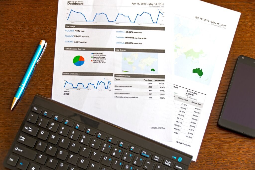 SEO optimization dashboard showing website growth and keyword rankings